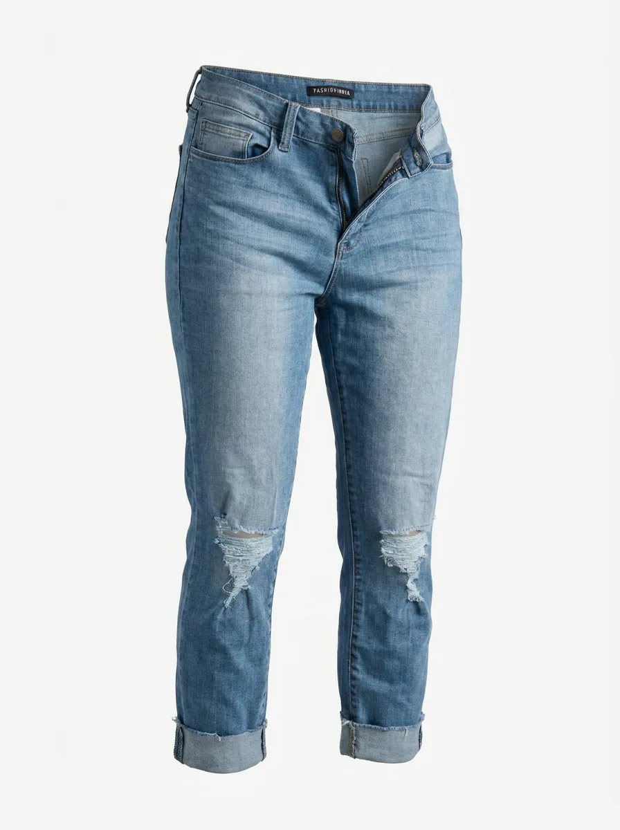 Jean boyfriend délavé effet usé