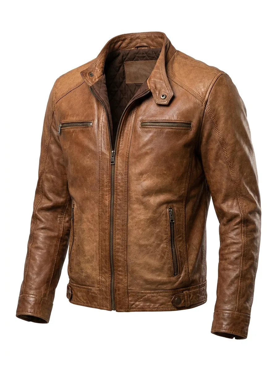 Blouson aviateur cuir camel