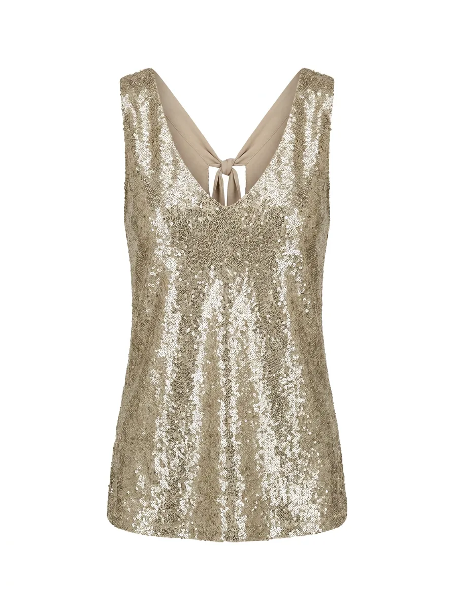 Top pailleté champagne